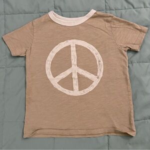 Tan Peace Sign Short Sleeve Tee